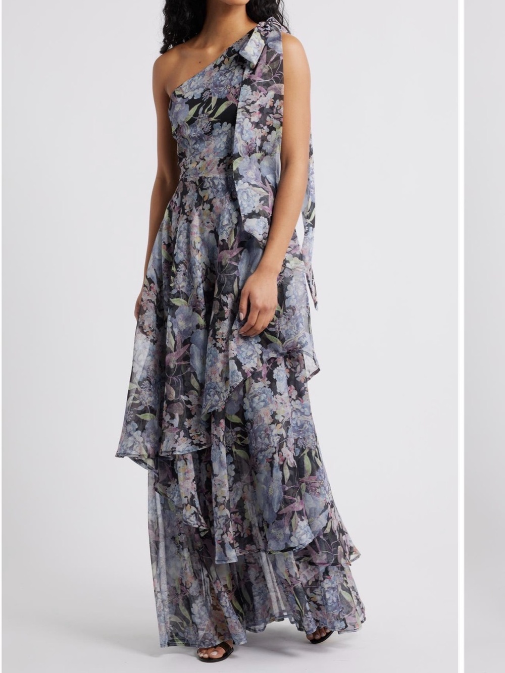 Lulus Amara One Shoulder Tiered Dress NEW